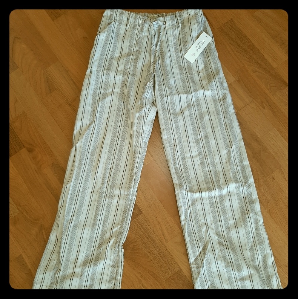 Black and white striped pants